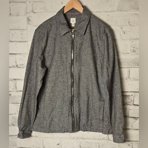 River Island Mens Textured Zip Jacket Gray Check Woven Smart Casual L